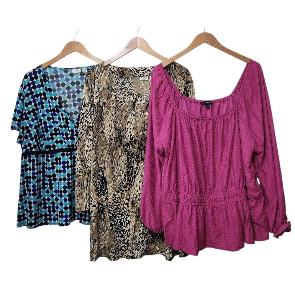 3 Pc Lot Womens Tops Shirts Plus 26/28W Pullover Summer Fall Casual Career
